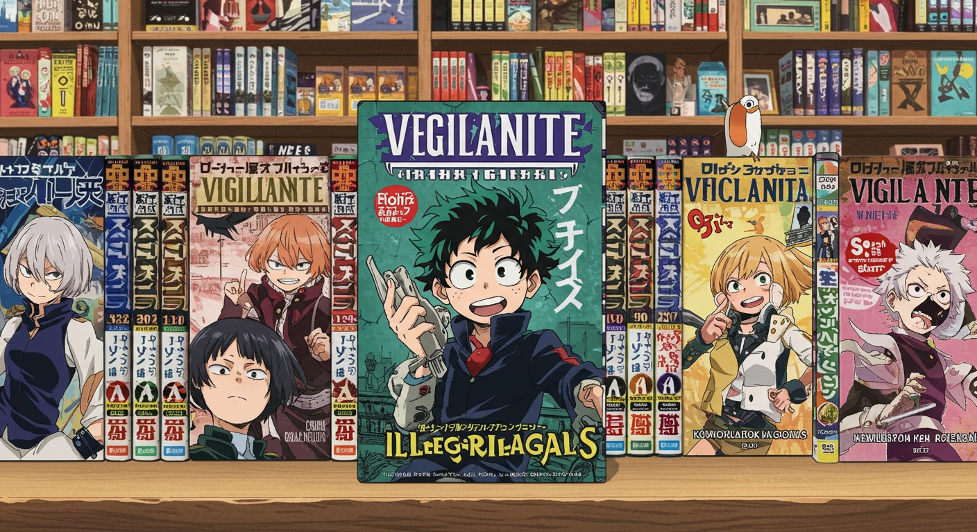 闇夜に活動するヴィジランテたちのアニメ風シーン