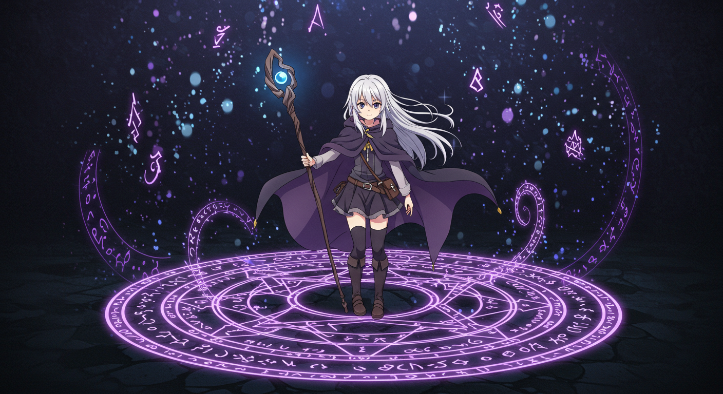 魔法陣の中心に立つモニカ