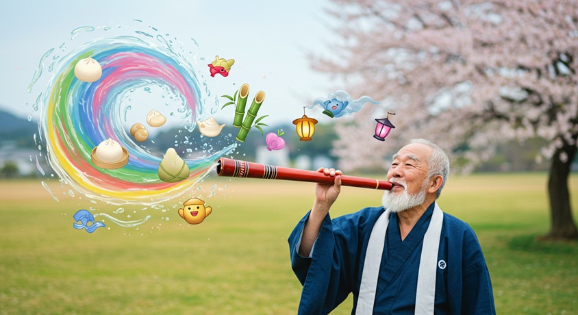 花咲爺がディジュリドゥで虹色の覇気を吹き出す