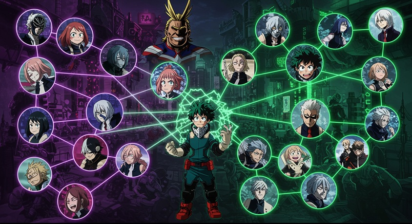 ヒーローとヴィランの相関図ビジュアル
